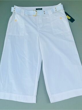 Ralph Lauren White Belted Bermuda Shorts